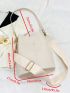 Small Bucket Bag Litchi Embossed Beige PU