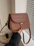 Mini Saddle Bag Coffee Brown Geometric Textured PU