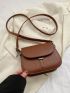 Mini Saddle Bag Coffee Brown Geometric Textured PU