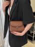 Mini Saddle Bag Coffee Brown Geometric Textured PU