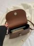 Mini Saddle Bag Coffee Brown Geometric Textured PU