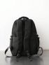 Polyester Classic Backpack Letter Patch Decor Black