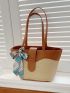 Twilly Scarf Decor Straw Bag Vacation