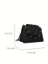 Small Square Bag Black Quilted Detail Chain Flap PU