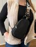 Women's Vintage Geometric Sling Bag Stylish PU Crossbody Purse