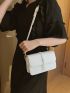 Small Square Bag Litchi Embossed Flap Adjustable PU