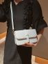 Small Square Bag Litchi Embossed Flap Adjustable PU