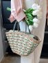 Fabric Straw Bag Vacation Zipper