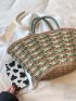 Fabric Straw Bag Vacation Zipper