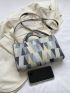 Medium Square Bag Geometric Pattern Double Handle