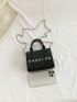 Mini Square Bag Letter Print Double Handle