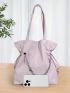 Chain & Heart Decor Shoulder Tote Bag Drawstring Design