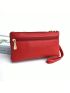 Small Square Bag Litchi Embossed Zip Front Neon Red