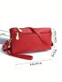 Zip Front Square Bag PU Litchi Embossed