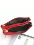 Small Square Bag Litchi Embossed Zip Front Neon Red