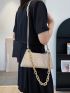 Crocodile Embossed Baguette Bag Medium Chain Strap