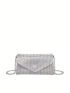 Mini Envelope Bag Rhinestone Decor Glamorous, Clear Bag