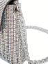 Mini Envelope Bag Rhinestone Decor Glamorous, Clear Bag