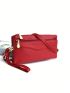 Small Square Bag Litchi Embossed Zip Front Neon Red