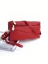 Small Square Bag Litchi Embossed Zip Front Neon Red