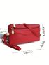 Small Square Bag Litchi Embossed Zip Front Neon Red