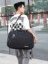 Letter Graphic Travel Bag Oversized Black