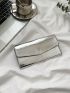 Metallic Silver Long Wallet Credit Card Holder For Daily