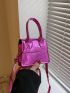 Mini Flap Square Bag Crocodile Embossed Metallic Funky