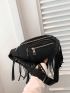 Medium Fanny Pack Pocket Front Fringe Decor PU