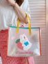 Clear Bag, Small Shoulder Tote Bag Letter & Cartoon Graphic Contrast Binding