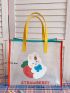 Clear Bag, Small Shoulder Tote Bag Letter & Cartoon Graphic Contrast Binding