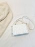 White Flap Square Bag Quilted Pattern With Coin Purse