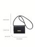 Mini Flap Square Bag Stitch Detail Metal Decor PU