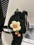 Mini Bucket Bag Flower Decor Pocket Front