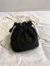 Mini Bucket Bag Flower Decor Pocket Front