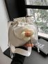 Mini Bucket Bag Flower Decor Drawstring