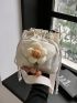 Mini Bucket Bag Flower Decor Drawstring