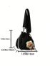 Mini Bucket Bag Flower Decor Pocket Front