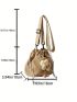 Mini Bucket Bag Flower Decor Drawstring