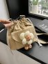 Mini Bucket Bag Flower Decor Drawstring