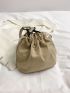 Mini Bucket Bag Flower Decor Drawstring