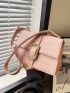 Small Flap Square Bag Embossed Detail Buckle & Chain Decor