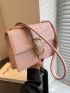 Small Flap Square Bag Embossed Detail Buckle & Chain Decor