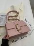 Small Flap Square Bag Embossed Detail Buckle & Chain Decor