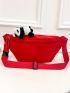 Mini Waist Bag Solid Color Cartoon Panda Decor