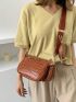 Crocodile Embossed Hobo Bag Brown Adjustable Strap With Coin Purse