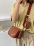 Crocodile Embossed Hobo Bag Brown Adjustable Strap With Coin Purse