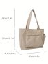 Corduroy Shoulder Tote Bag Pocket Front Large Capacity For Daily