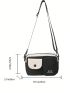 Small Square Bag Colorblock Pocket Front For Daily