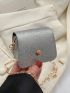 Mini Square Bag Silver Flap Chain Strap